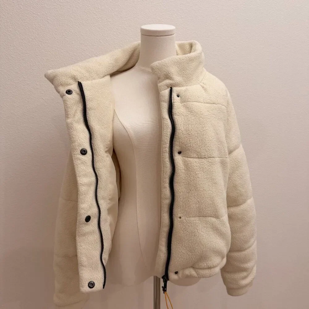 Cotton On Women's Cream Sherpa Puffer Jacket